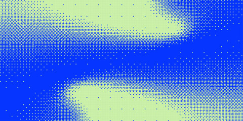Naklejka premium Blue green pixelated bitmap texture background. Retro pixel art, glitch dither pattern, 8 bit background. Halftone bit gradient fade pixel duotone border for arcade video game. Vector illustration