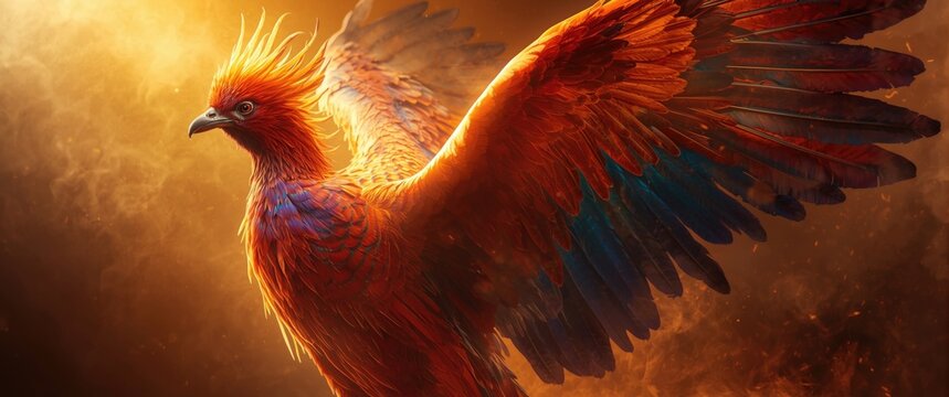 Mythical phoenix brought to life with ancient mystery and classical grace