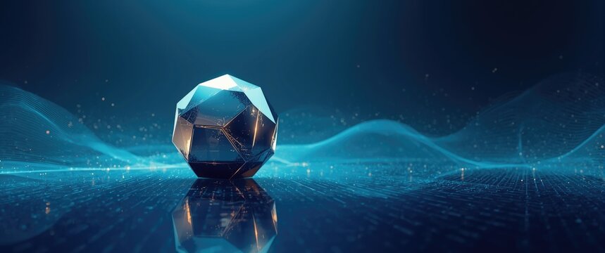 Polygonal structured data analytics incorporating quantum cryptography theorems with blue abstract backdrop