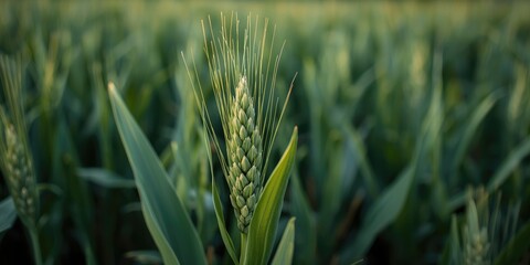Fototapeta premium Wheat plant with ears growing in a field