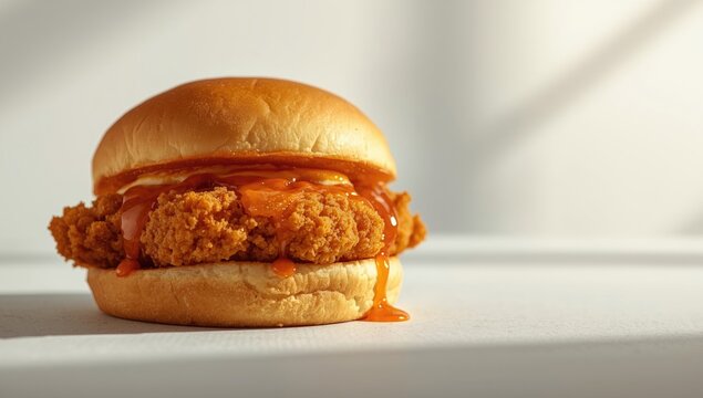 Crunchy fried chicken bun complemented by a spicy dynamite sauce for food aficionados