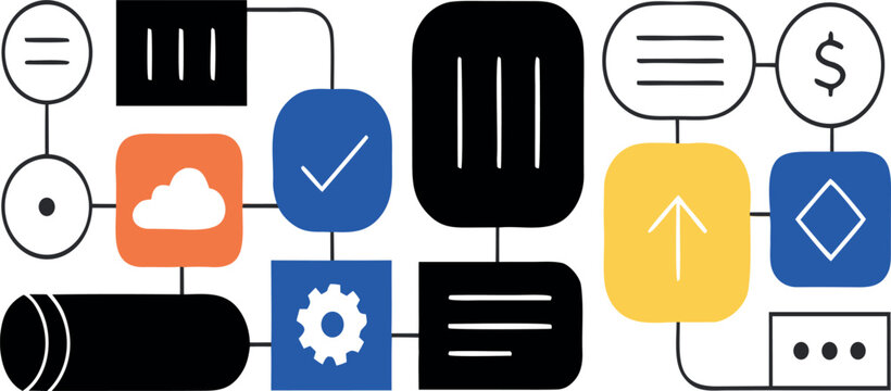 Technology Infrastructure Web Banner with Big Data Cloud Computing DevOps Deployment Monitoring and Enterprise IT Flat Vector Illustration