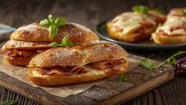 Homemade Saltimbocco style paninis featuring fresh pizza flavors