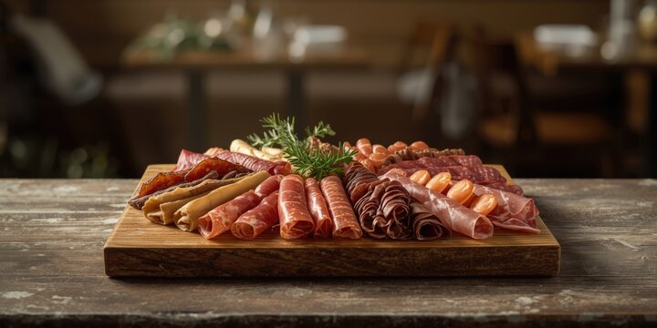 Self serve Italian cured meat assortment showcased on lunch counter