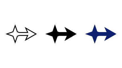 Sparkle arrow icon set with magic star pointer for next step direction interface vector © Adeel visual studio
