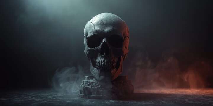 terrifying skull art piece evoking Halloween horror spirit