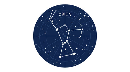 Orion constellation, star map, astronomy illustration, night sky isolated on White Background flat vector © Mariajahan