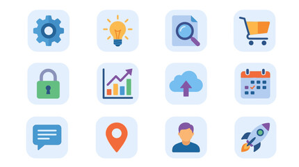 Fototapeta premium A collection of various icons depicting business and technology symbols on a Sunday.