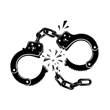 Broken Handcuffs Symbolizing Freedom Concept