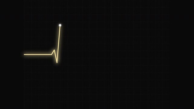 heartbeat flatline electrocardiogram futuristic white gold heart rate telemetry on dark interface 4K loop