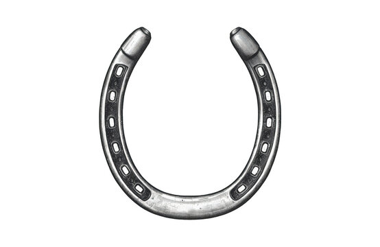 Horseshoe symbol representing luck, fortune, and equestrian tradition, a metal charm for good omen with transparent background