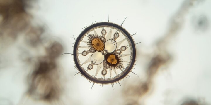 Selective microscopic focus on Lugol treated marine phytoplankton diatom from Lauderia genus