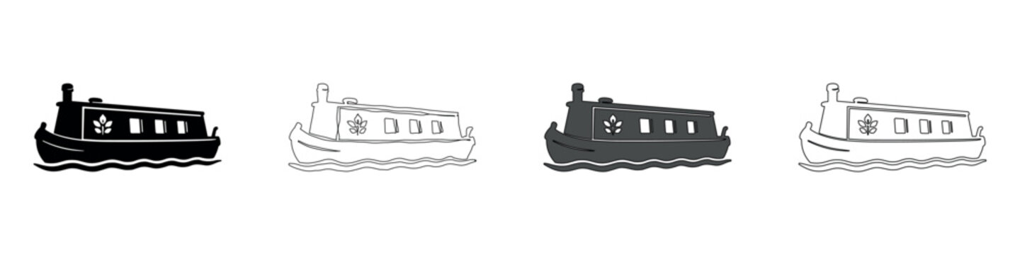 Iconic narrowboat sailing on calm waters, a symbol of tranquil canal journeys