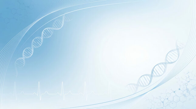 Medical DNA Background With Heartbeat EKG Line and Molecular Genetics Concept for Healthcare