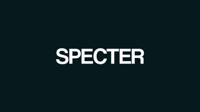 Professional text animation with the word SPECTER on a dark background, designed for horror projects, supernatural stories, Halloween content, or suspenseful video intros.