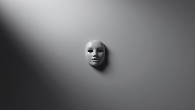 Cosmetic mask composition on smooth gray kaolin clay backdrop illuminated by studio light with copy space