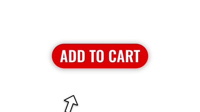 Animation of a red "Add to Cart" button against a white background, suitable for e-commerce websites, online stores, product promotions, and *chroma key* video editing.