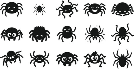 Fototapeta premium Halloween vector bundle diverse black spider illustrations for spooky designs decorations and seasonal graphics