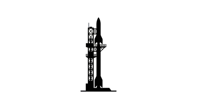 Rocket on Launch Pad Vector Illustration