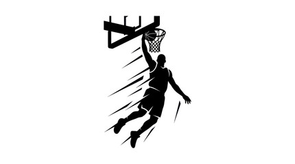 Basketball Player Slam Dunk Vector Illustration © Wicaksono