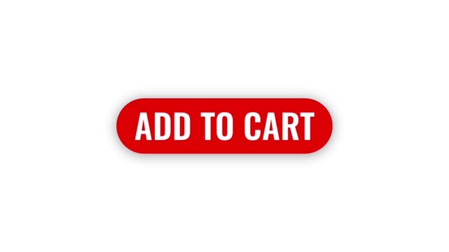 Animation of a red "Add to Cart" button against a white background, suitable for e-commerce websites, online stores, product promotions, and *chroma key* video editing.