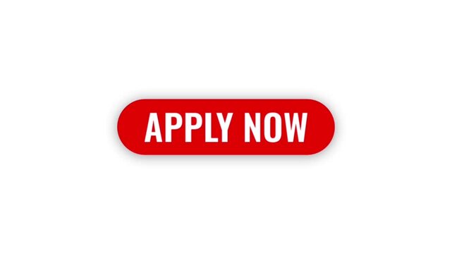 Red "Apply Now" button animation on a white background; suitable for recruitment websites, landing pages, online forms, marketing videos, and chroma key editing.