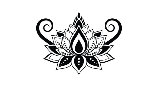 Black and white lotus flower mandala design