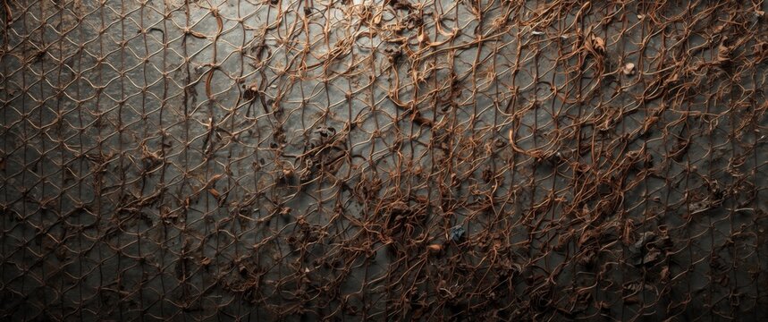 weathered metallic mesh surface with gentle shadow and copy space