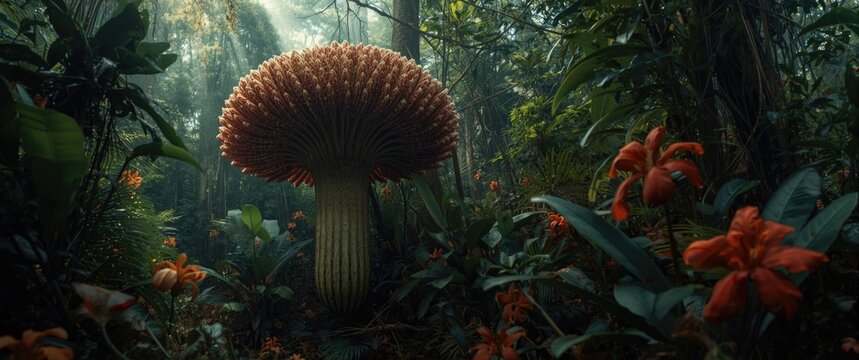 Rare sight of a massive Rafflesia blossom in dense jungle