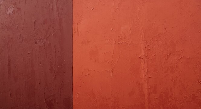Reddish brown painted wall with half coverage in matching shade