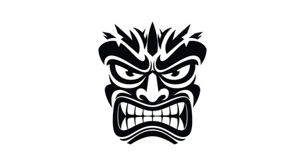 Fototapeta premium Angry black and white tiki mask face