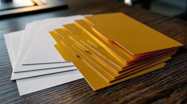 Tabbed folder document mockup in a before and after concept showing plain and branded versions fanned on a candlelit boardroom table with dark wood grain, legal and corporate identity file design te