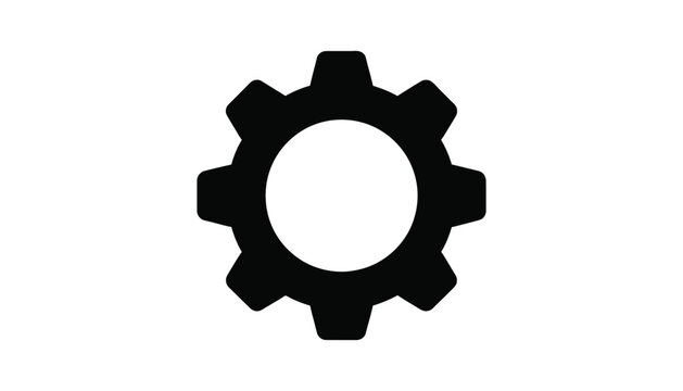 Black gear icon with teeth and empty center