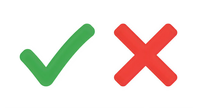 Checkmark and cross icon set