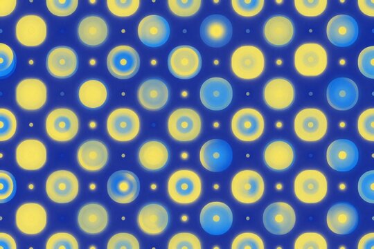 a close up of a blue and yellow pattern on a wall