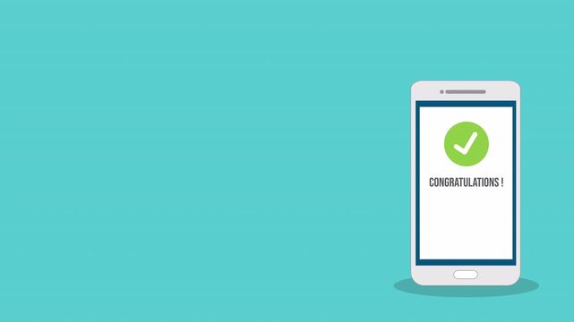 Mobile Banking Loan Approval Notification Animation on Smartphone Screen