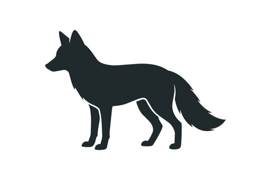 Silhouette of a Standing Fox Facing Left.