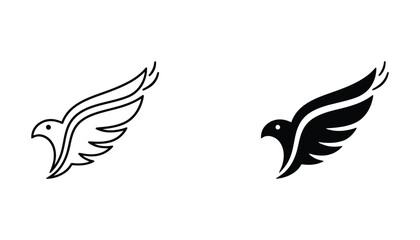 Fototapeta premium Black and white bird with flame wings logo icon