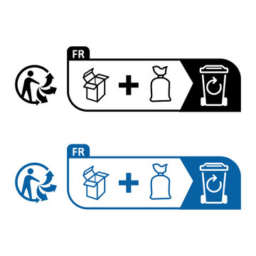 Triman French recycling instruction icon for cup and packaging disposal into selective sorting bin for sustainable waste management