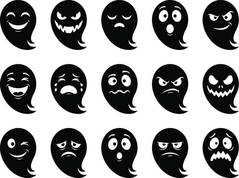 Halloween ghost bundle 15 spooky ghost faces for halloween decorations and designs