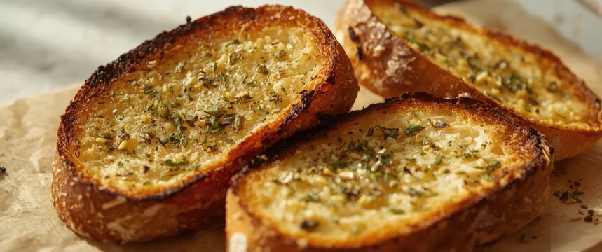 Toasted bread with savory garlic and herb blend