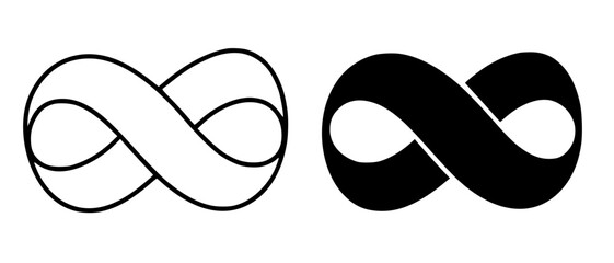 Obraz premium Minimalist möbius strip icon in outline and silhouette design