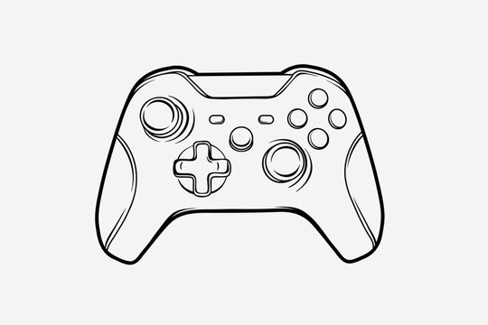 Front view 2D gamepad outline vector illustration.