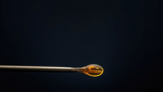 Sticky live resin on titanium dab tool positioned against dark backdrop