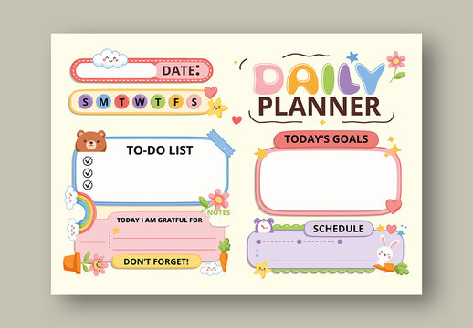 Cute Daily Planner Template Layout