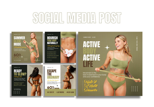 Fitness Gym Social Media Post Promotion Template Pack