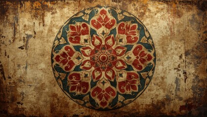 Obraz premium Decorative circular design on an aged textured surface