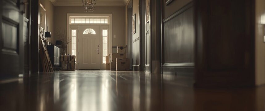 Thoughtful home moving process showcasing belongings placed in entry corridor