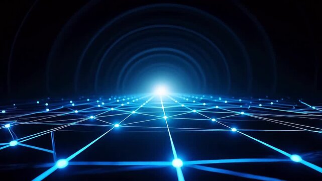 Blue glowing network tunnel
