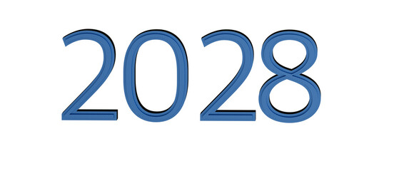2028 year text in blue with a white background. Perfect for new year greetings, future vi © vegefox.com